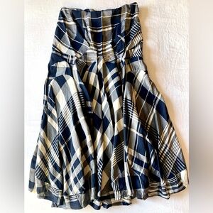 Nicole Farhi Drop-Waist Plaid Maxi Skirt